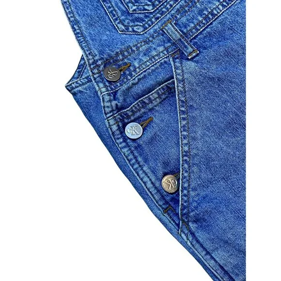 Reformation Repurposed Vintage Calvin Klein Distressed Blue Denim Overalls Women - Picture 3 of 9